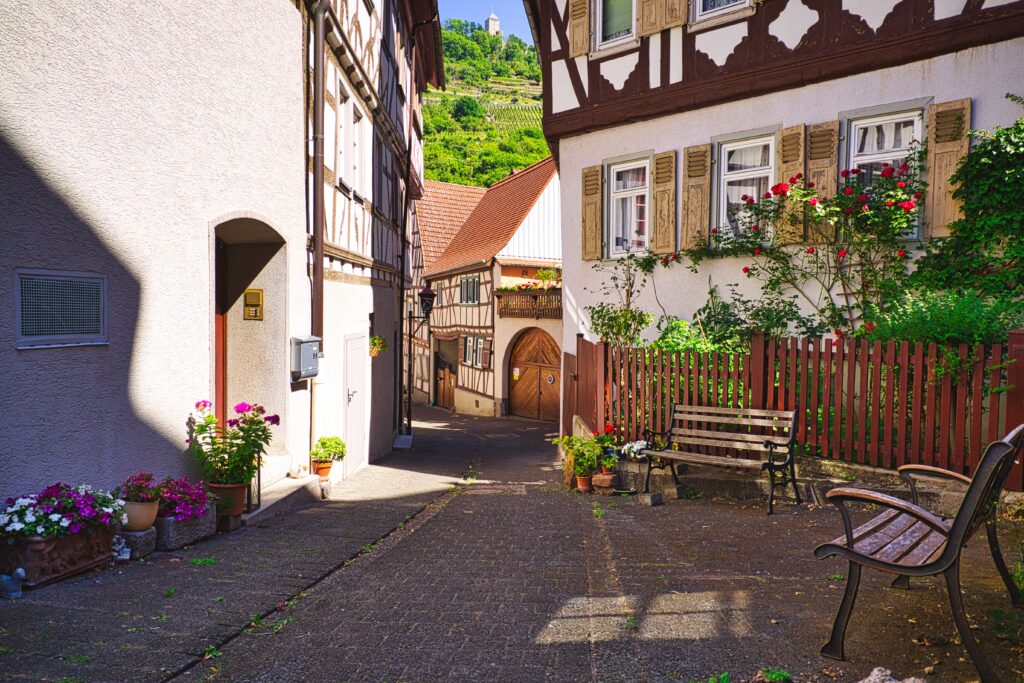 straatje in Heppenheim. Heppenheim is een leuke tussenstop in Duitsland op weg naar Oostenrijk